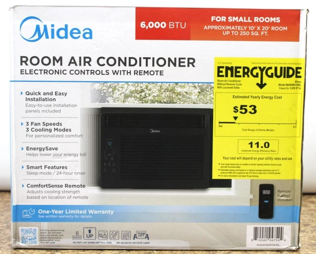 Midea MAW06R1WBL 6,000 BTU 115V Window Air Conditioner w/Comfort Sense Remote Midea MAW06R1WBL 6,000 BTU 115V Window Air Conditioner w/Comfort Sense Remote