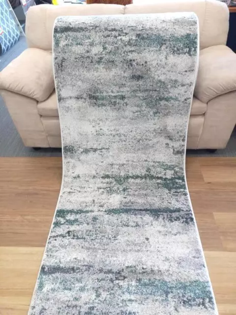Hall Runner 80cm wide by the Meter Modern Madeline Grey Green Abstract