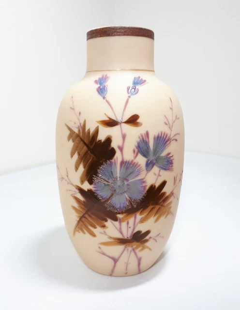 Antique Victorion Hand Painted Satin - Opaline - Milk Glass Vase