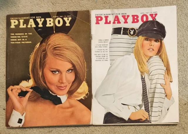 2 Playboy Magazines March & April 1967 Gwen Wong Fran Gerard Sheryl Shrode