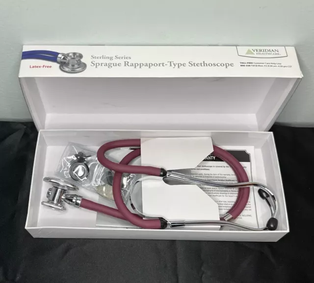 Sprague Rappaport-Type Stethoscope Retail Box Veridian Health 05-11004, Burgundy