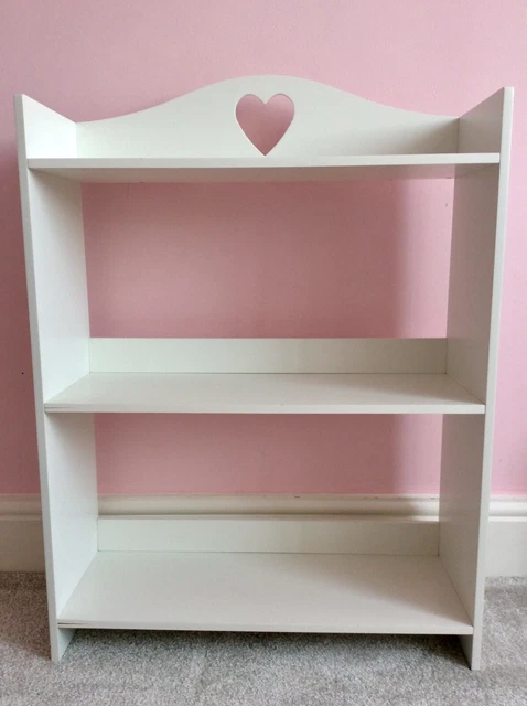 NEXT CHILDRENS WHITE BOOKCASE with LOVE HEART detail 3 SHELVES