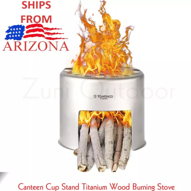 TOMSHOO Titanium Lightweight Wood Camping Canteen Cup Stove Stand SHIPS ARIZONA!