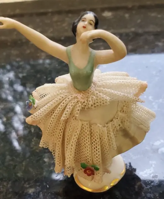 Frankenthal Porcelain Dresden Lace Ballerina Figurine 2