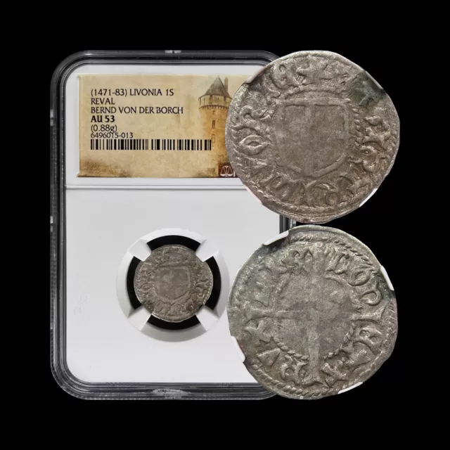 LIVONIA. 1471, Schilling, Silver - NGC AU53 - Teutonic Order, Reval, Tallinn 013