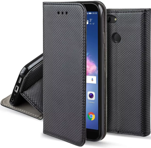 Custodia Libro Per Huawei P Smart - Cover Smart Magnet Case Nero Psmart