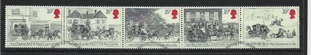 n909 GROSSBRITANNIEN/ Pferdekutschen MiNr 997/1001 o Fünferstreifen