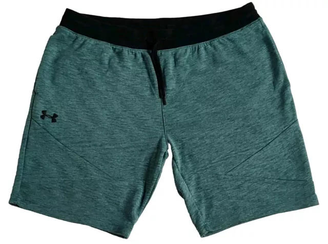 Under Armour Mens Sweat Shorts Size 2Xl Men's Xxl Green Black Cotton Blend Vgc