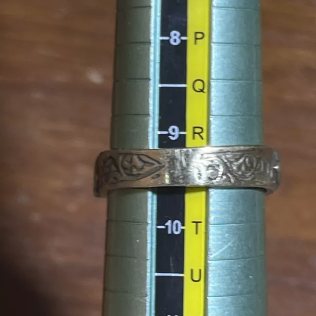 Beautiful Post Medieval Islamic Ottoman Bronze Seal Ring With Stone 2
