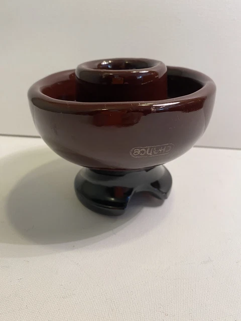 Vintage Brown Ceramic Porcelain Glazed Electric Insulator