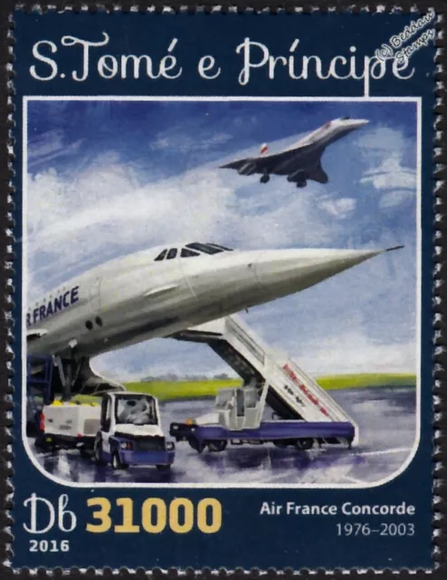 Air France CONCORDE Flugzeug Flugzeugstempel (2016 St. Thomas & Prince)