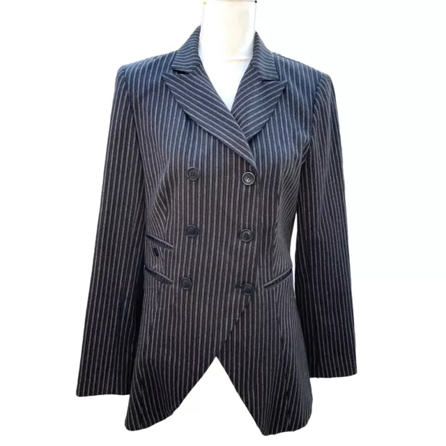 Walter Baker Vintage Womens Blazer Size 8 Y2K Double Breasted Stripe Spandex 90s