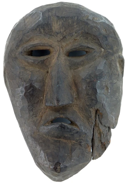 .cLATE 1800s MIDDLE HILLS AREA HIMALAYAN CARVED WOODEN MASK, VERY IMPRESSIVE! #3