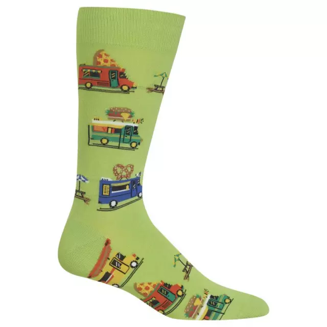 Food Trucks Men's Crew Socks Size 10-13 Green Hot Sox Fast Food Fashion New*
