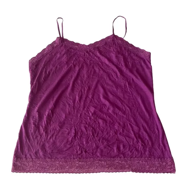 Womens Coldwater Creek Size 2X Fuschia Lace Trim Camisole Tank Top Plus