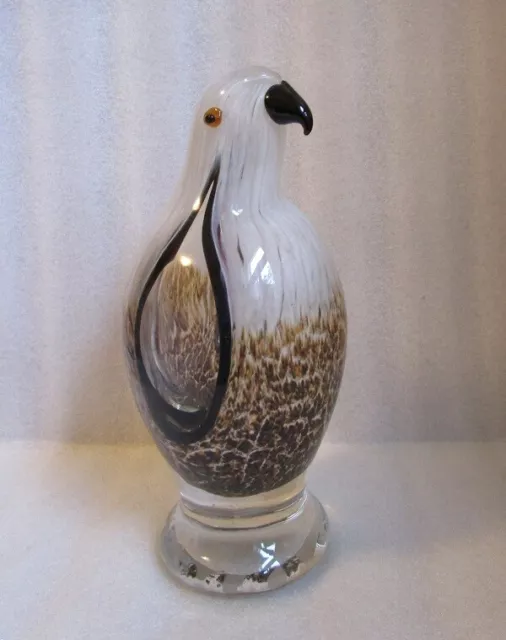 VTG Animal Print Spatter ART GLASS Figure FALCON Bald EAGLE HAWK BIRD Sculpture!