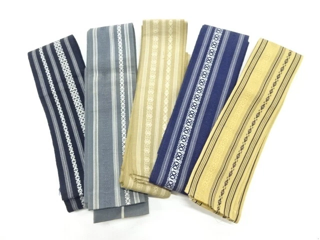 80896# Japanese Kimono / Antique Mens Kaku Obi / Set Of 5