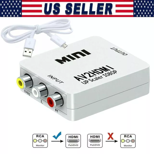 AV to HDMI Converter Output Digital to RCA Analog Audio/Video Input Composite