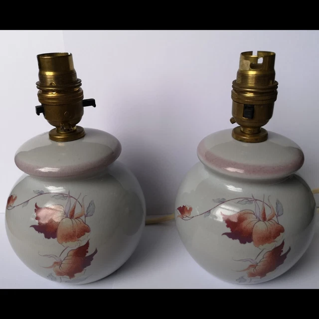 2 VTG Denby Pottery Twilight Mid Century Table Lamps (no Lampshades)