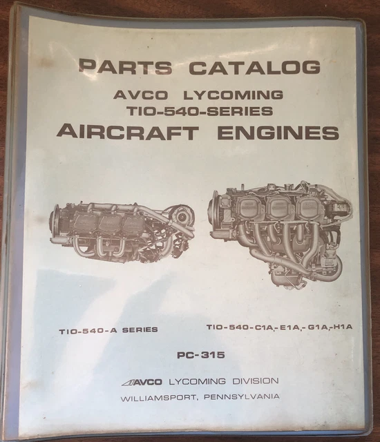 ORIGINAL PARTS CATALOG AVCO Lycoming TIO-540 Series Aircraft Engines PC ...