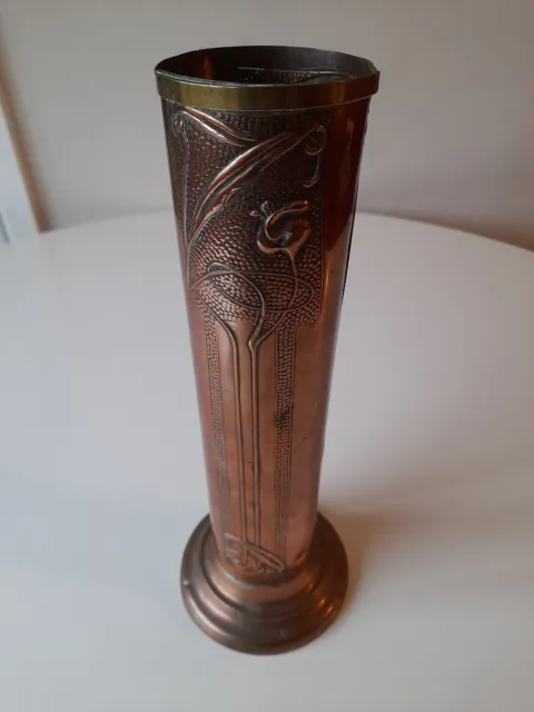 Rare Art Nouveau Arts And Crafts Copper Vase. Stamped Beldray Made In England.