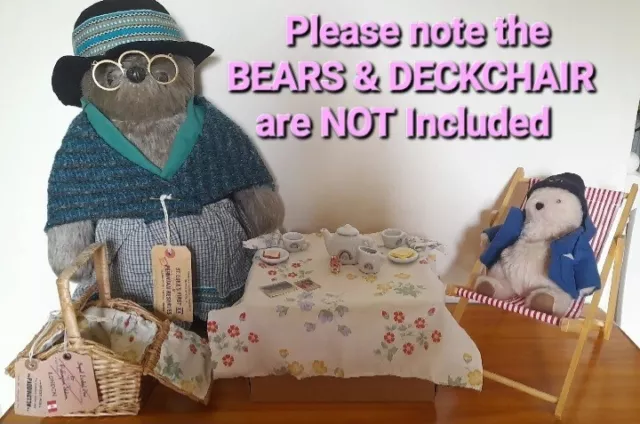 Vintage 1950s/1960s Bears Wicker PICNIC BASKET & ACCESSORIES for AUNT LUCY BEAR