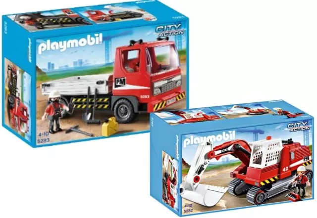 PLAYMOBIL Bau 5282 Großer Kettenbagger, 5283 Baustellen-LKW NEU ungeöffnet  RAR