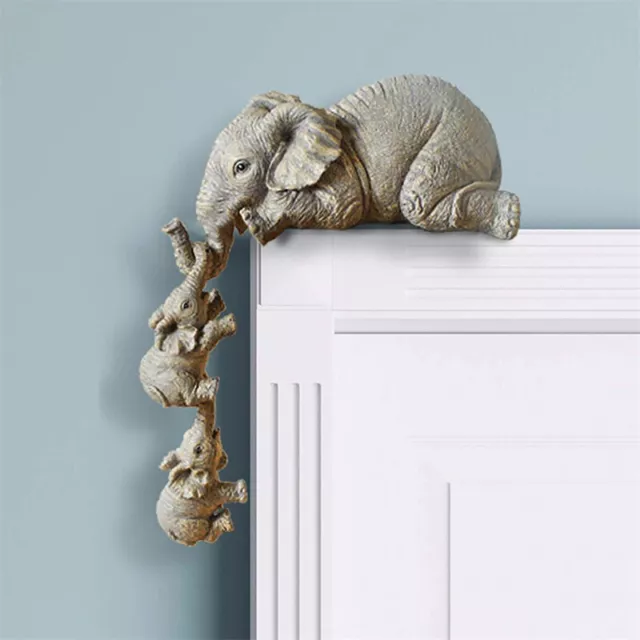 3pc/set Elephant Statue Figurines Resin Craft Ornament Sculpture Home Decor Gift