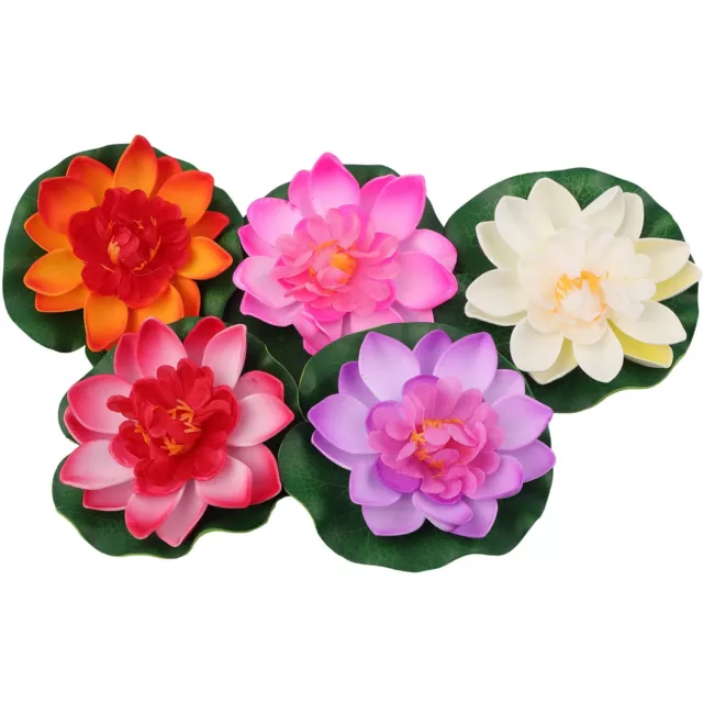10cm Artificiel Lotus Fleur Eau Lis Faux Plantes Piscine Flottant Plante