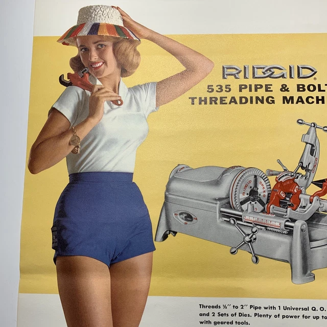 PIN UP CALENDAR Page Girl Sign 1961 Ridgid Tools Elyria Ohio Pretty