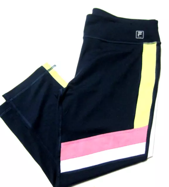 Fila Sport Women's Size Large Leggings Multicolor Striped Waist Pocket 33x20