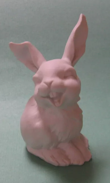 AK KAISER GAWANTKA Laughing RABBIT BUNNY HARE White Bisque Porcelain FIGURINE