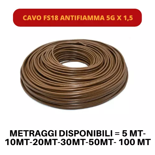 Cavo Filo Elettrico Multipolare Sezione 5X1,5 5G1,5 Cpr Fs18Or18  Al Metro 2