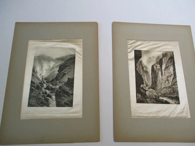 2 Julian Rix Antique Print On Silk 19Th To 20Th Century American Canyon River