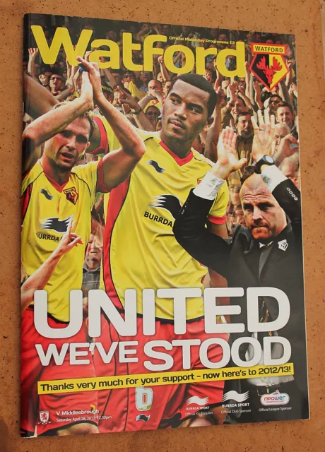 Watford Football Club Programme: Watford v Middlesbrough 2011/2012