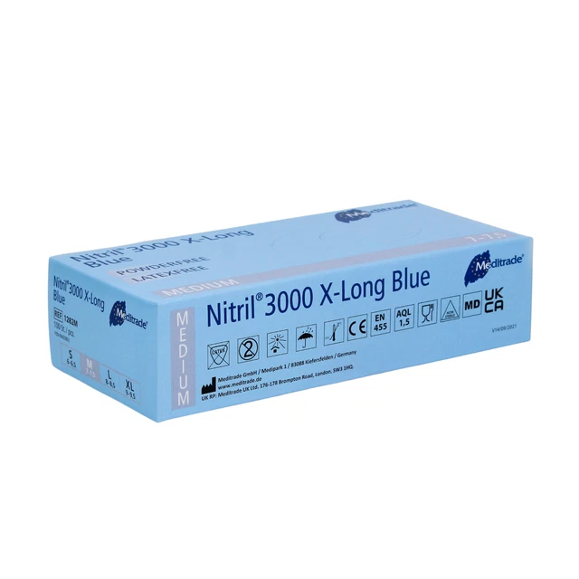 Meditrade Nitril 3000 X-Long 100 Stk. Nitrilhandschuhe extralang, blau