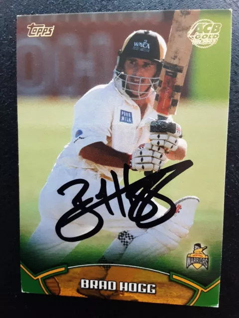 Brad Hogg (WA & Aus) - Signed cricket trading card 01/02 Topps ACB Gold