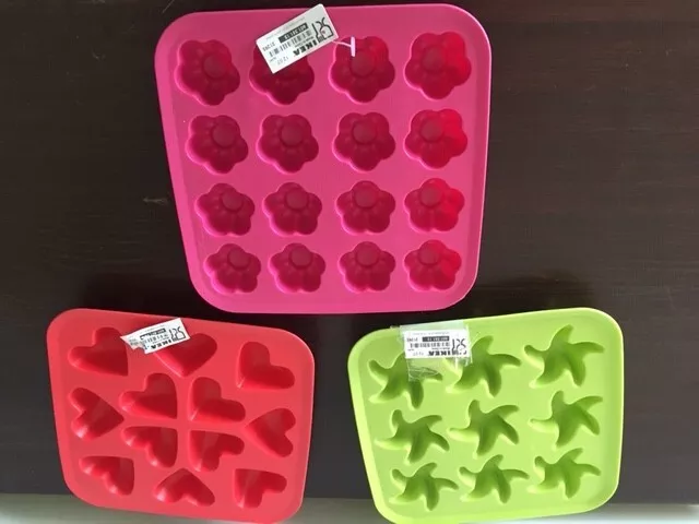 3 IKEA Silicone Molds Bar Shape - Ice/Baking, square and flowers