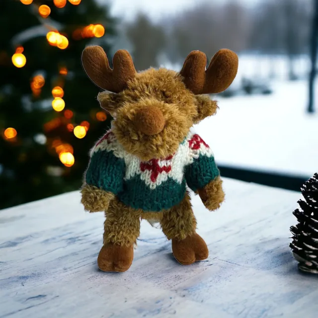 CHRISHA CREATIONS Vintage Moose Plush 1996 Toy Stuffed Animal Winter Sweater