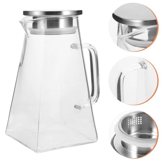 LA&V Brocca In Vetro TRU140 Da 1,4 Litri Con Coperchio, Caraffa Per Acqua E Succhi, Design Essenziale