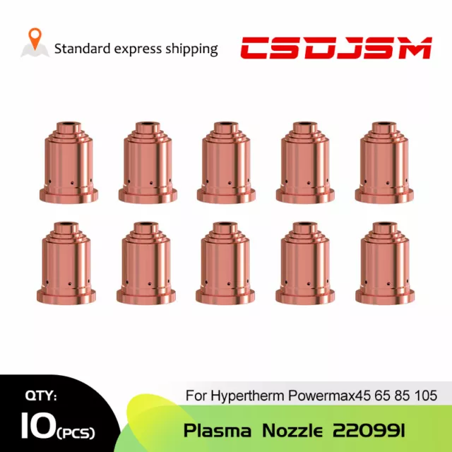 10pk 220991 Plasma Cutter Nozzle For Hypertherm Powermax 105A Gouge Torch