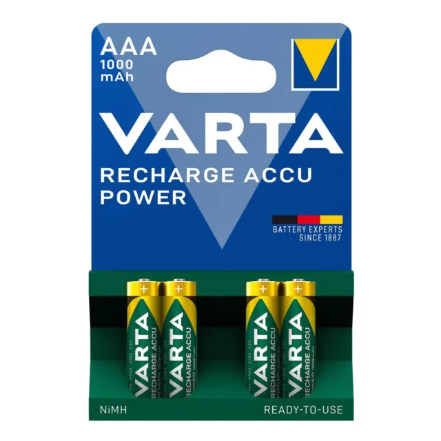 4 batterie ricaricabili R3/AAA 1000mAh Varta Ready2use 5703301404