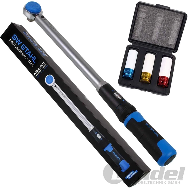 SW STAHL DREHMOMENTSCHLÜSSEL 40-200 Nm 517mm 1/2" ZOLL mit KRAFT FELGENNUSS SET