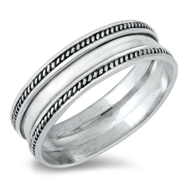 Chunky Stacking Unique Ring New .925 Sterling Silver Band Sizes 5-10