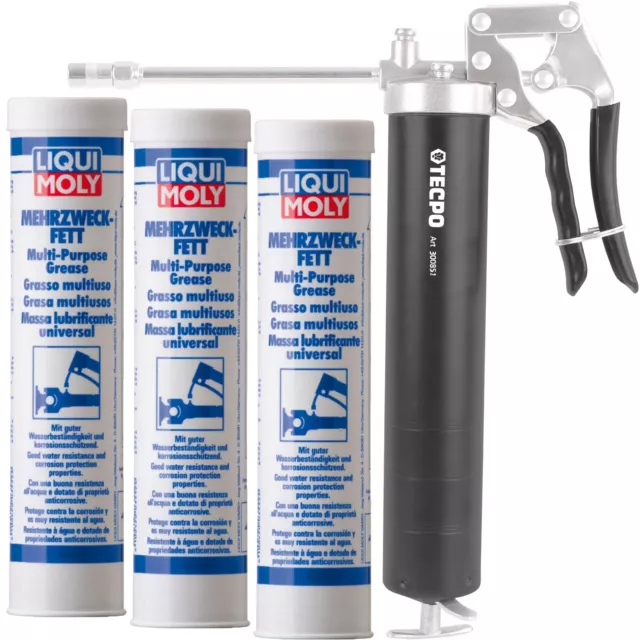 TECPO EINHANDFETTPRESSE FETTPRESSE + 3x 400g LIQUI MOLY UNIVERSAL MEHRZWECKFETT