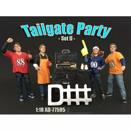 Tailgate Party Set Ii 4Pc Figure Set 1:18 By American Diorama 77595