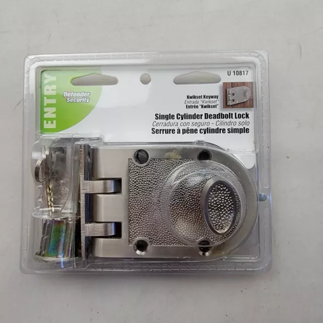 Nuevo Defender Security U-10817 Un Cilindro Cerradura Cerradura Níquel Satinado Kwikset