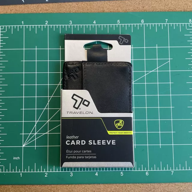 Travelon Leather Safe ID Card Sleeve RFID Protection/Theft Blocking black color