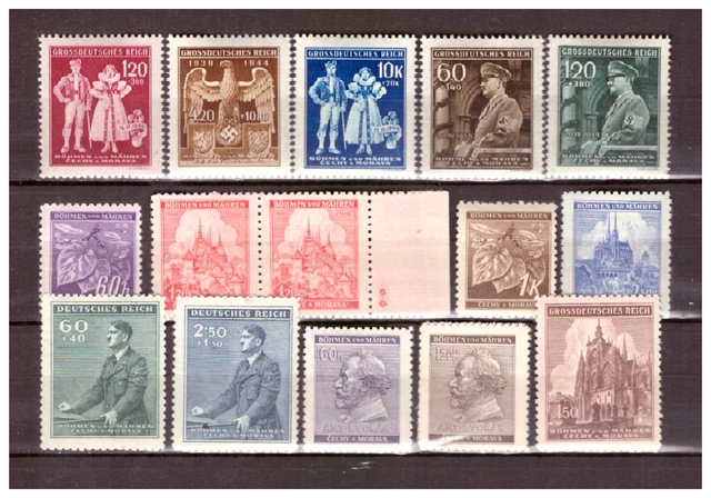 Böhmen und Mähren Sammlung 5 Jahre Protektorat Mi.133-135 u.a.  Falz