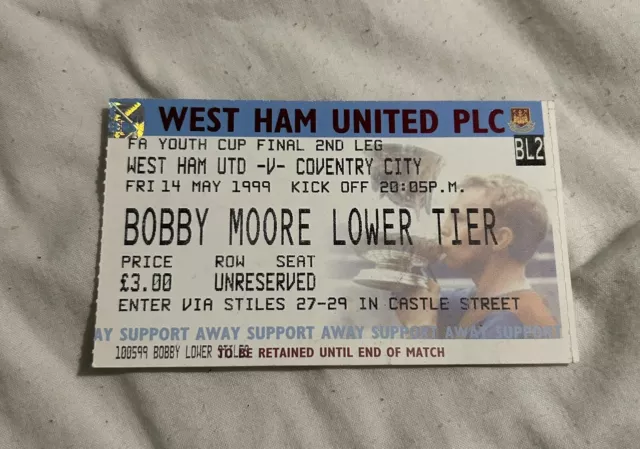 FA Youth Cup Final 2nd Leg West Ham United v Coventry City Bobby Moore Ticket